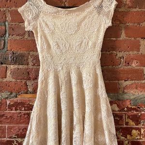15. Cream lace flare dress